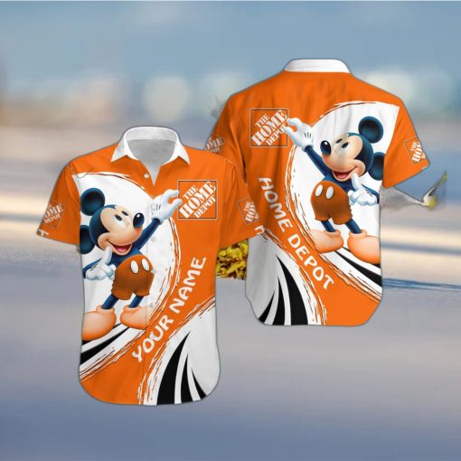 3D All Over Printed Home Depot Mickey Lover Gift Short Sleeve Summer Gift Hawaiian Shirt Custom Name