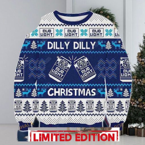 3D Bud Light Dilly Beer Ugly Christmas Sweater