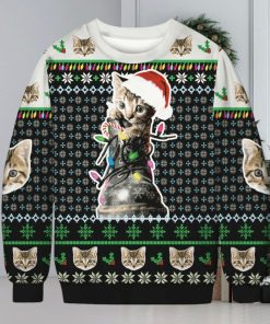 3D Cat Print Christmas Meo Sweater
