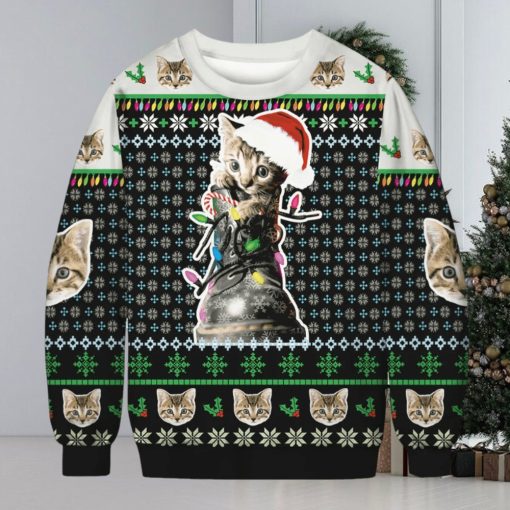 3D Cat Print Christmas Meo Sweater