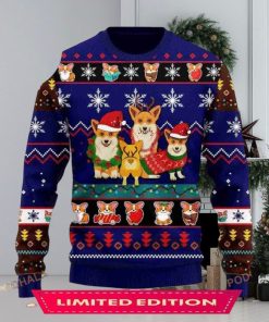 3D Corgi Cute Noel MC Christmas Blue Funny Ugly Sweater