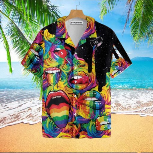 3D Hawaiian T Shirt For Gay  Sexy Lips Always Proud LGBT Hawaiian Shirt