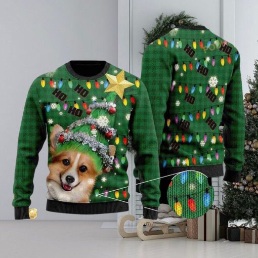 3D Ho Ho Ho Corgi Christmas Tree Funny Ugly Sweater