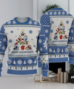 3D Hockey Blue Christmas Tree Ugly Sweater