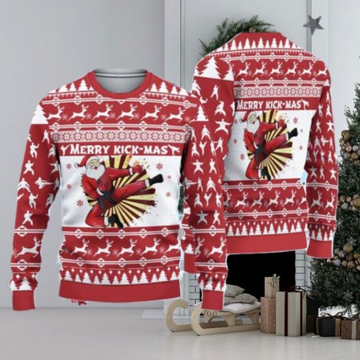 3D Karate Santa Merry Kick Mas Ugly Sweater