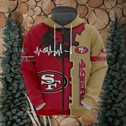 3D Printed San Francisco 49ers Hoodie Luxury Graphic Heart 3D Hoodie