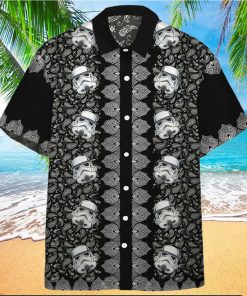 3D Star Wars Bandana Pattern White Pattern Black Background Hawaiian Shirt