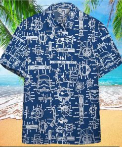 3D Star Wars Blueprint Of Spaceship Scan Custom Hawaiian Shirt