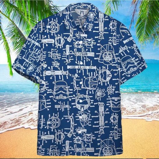 3D Star Wars Blueprint Of Spaceship Scan Custom Hawaiian Shirt