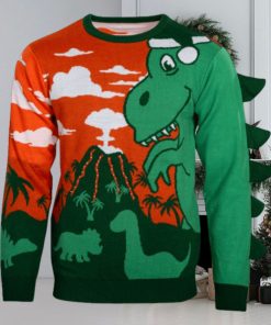 3D T Rex Light Up Volcano Ugly Christmas Sweater