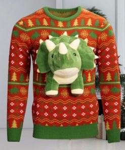 3D Triceritops Dinosaur Ugly Christmas Sweater