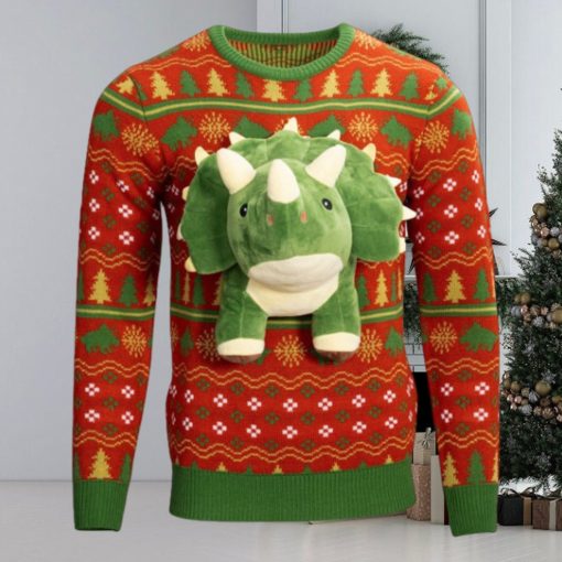 3D Triceritops Dinosaur Ugly Christmas Sweater