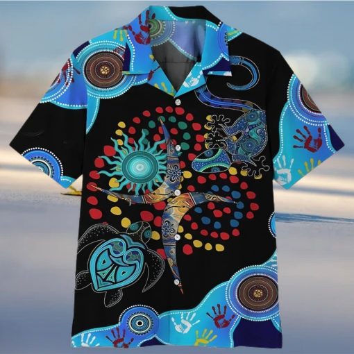 3d Blue Turtle Lizard Hawaiian Shirt For Men And Women