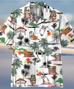 3d Bulldog Yoga Hawaiian Button Up Shirt Mens Womens