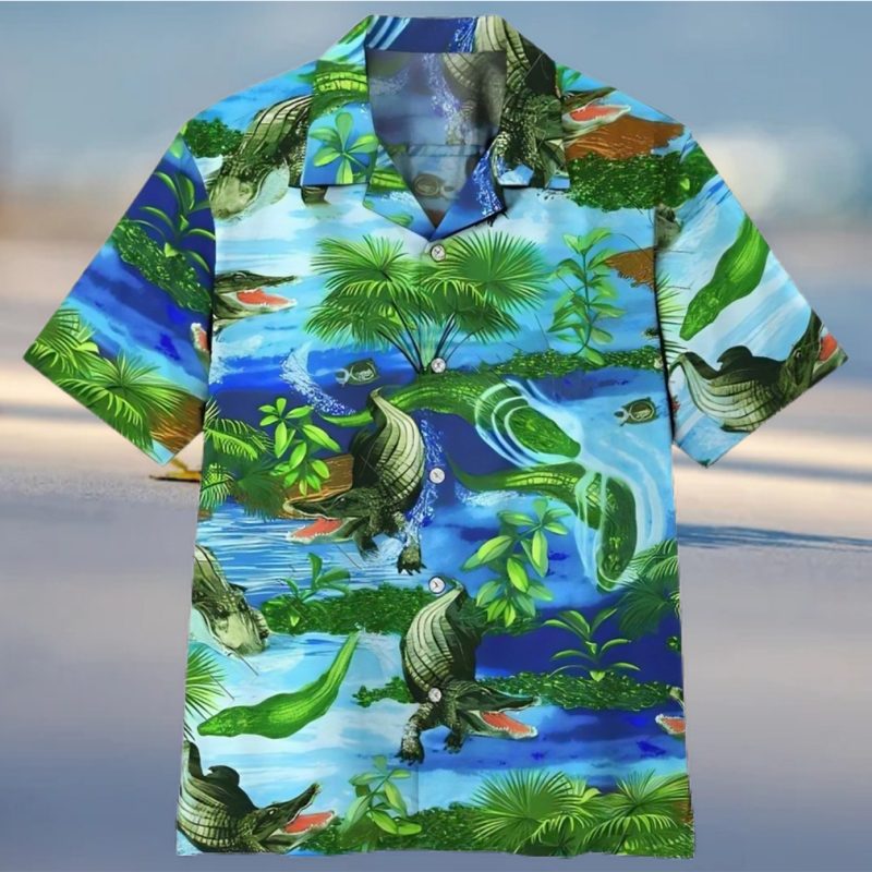 3d Crocodile Hawaiian Button Up Shirt Man