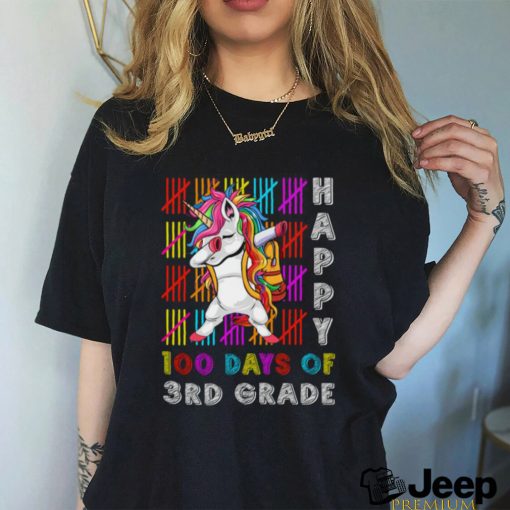 3rd Grade Unicorn 100 Days Smarter Happy 100th Day of School Dabbing Unicorn T Shirt