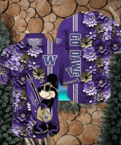 Washington Huskies Hawaiian Shirt Mickey Love Surfing Trending Summer Gift