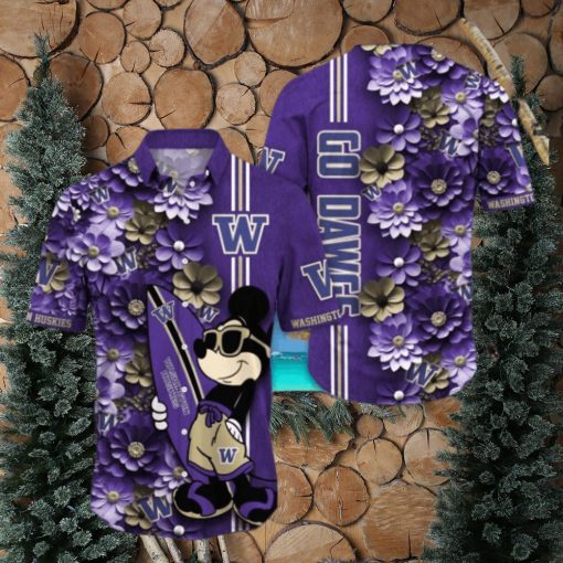 Washington Huskies Hawaiian Shirt Mickey Love Surfing Trending Summer Gift