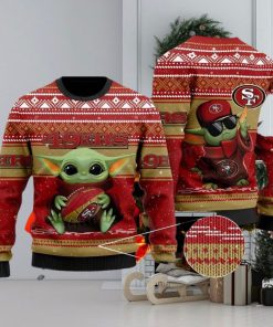 49ers Ugly Christmas Sweater Baby Yoda Hugging Ball San Francisco 49ers Gift