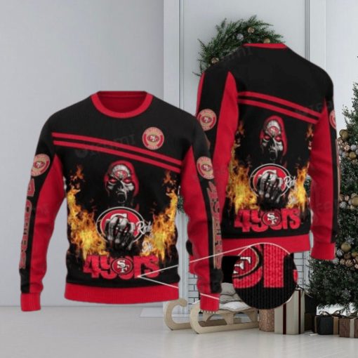 49ers Ugly Sweater Fire Death Holding Logo Ride On Die San Francisco 49ers Gift