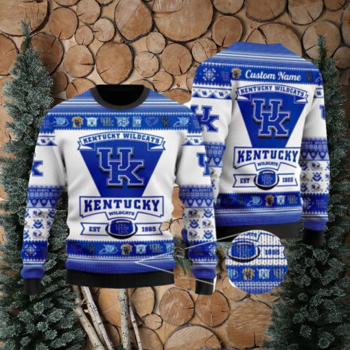 Kentucky Wildcats Logo Custom Name For Football Fans Ugly Christmas Sweater Christmas Gift