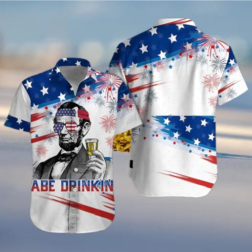 4th Of July Abe Drinking Hawaiian Shirt