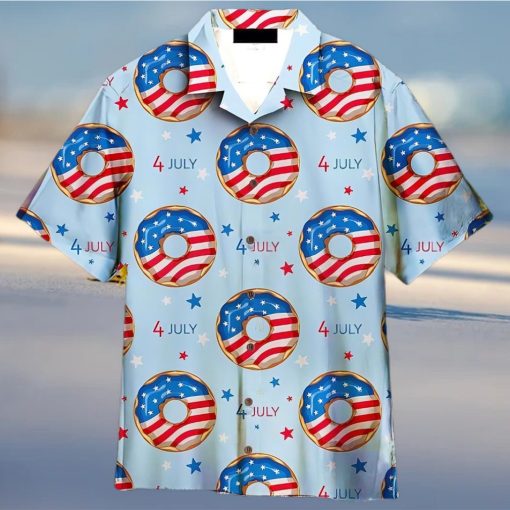 4th Of July Blue And Red Donuts Bun Hawaiian Shirt