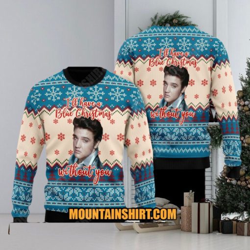 Blue Christmas Elvis Presley 3D Ugly Sweater