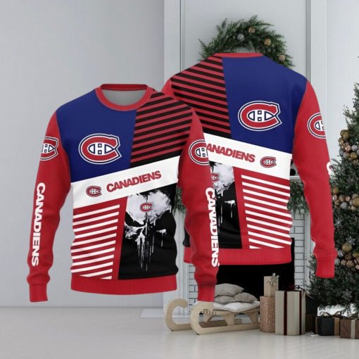 Montreal Canadiens Skull Pattern Knitted Sweater For Christmas