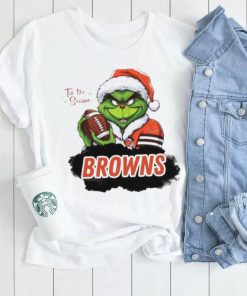 Santa Grinch Cleveland Browns Tis the Season Christmas 2023 Shirt