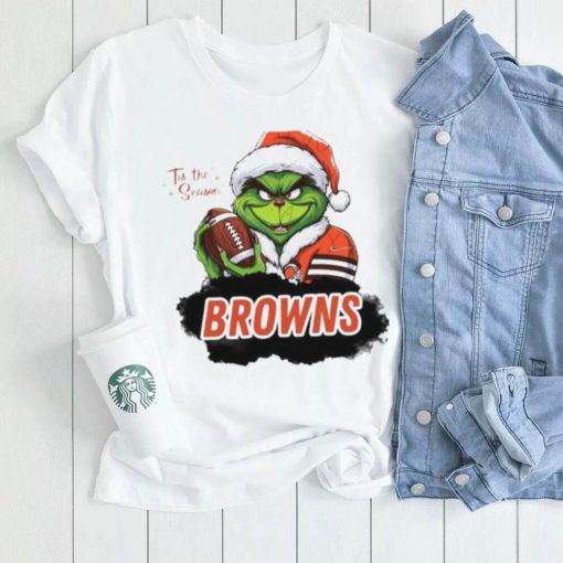 Santa Grinch Cleveland Browns Tis the Season Christmas 2023 Shirt