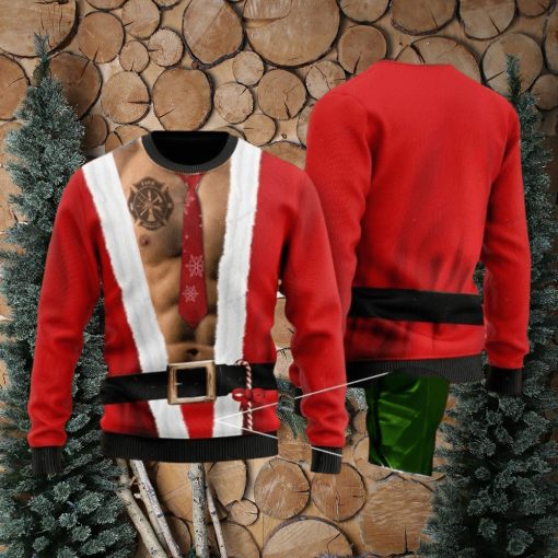 6 Packs Body With Firefighter Tattoo For Firefighters Ugly Christmas Sweater For Men & Women