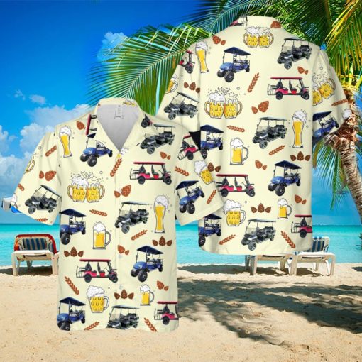 6 Seater Golf Cart & Beer Hawaiian Shirt Gift Beach Summer