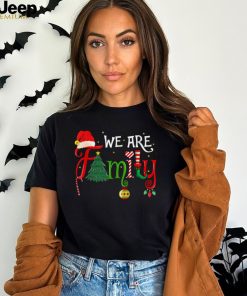 We Are Family Christmas Tree Santa Hat Xmas Elf Candy Cane T Shirt Black X Large
