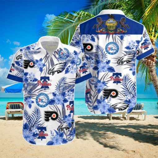 76ers Phillies Philadelphia Eagles Hawaiian Shirt Practical Beach Gift