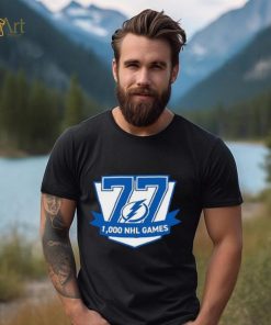 77 Victor Hedman Tampa Bay Lightning 1,000 Games Logo Shirt