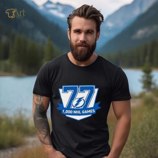 77 Victor Hedman Tampa Bay Lightning 1,000 Games Logo Shirt