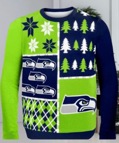 Seattle Seahawks Busy Block Nfl Ugly Christmas Sweaters