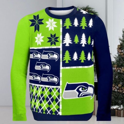 Seattle Seahawks Busy Block Nfl Ugly Christmas Sweaters