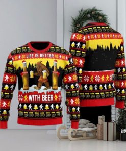 Bigfoot Christmas Is Better With Beer Christmas Gift Ugly Christmas Sweater 3D Printed Men And Women Holiday Gift