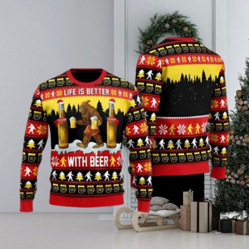 Bigfoot Christmas Is Better With Beer Christmas Gift Ugly Christmas Sweater 3D Printed Men And Women Holiday Gift