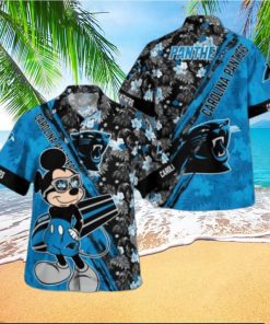 Carolina Panthers Mickey Mouse Floral Short Sleeve Hawaii Shirt,