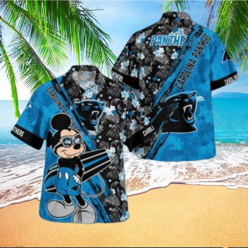 Carolina Panthers Mickey Mouse Floral Short Sleeve Hawaii Shirt,