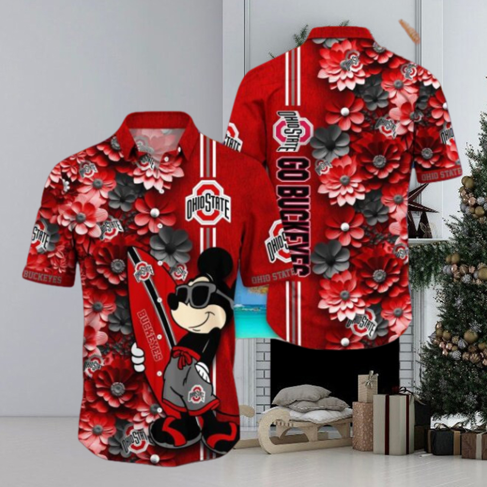 NCAA Ohio State Buckeyes Flower Cheap Hawaiian Shirt 3D Shirt, Unique Ohio  State Buckeyes Football Gifts - T-shirts Low Price