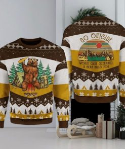 A Bear With Beer Go Outside Camping 3d All Over Print Ugly Christmas Sweater