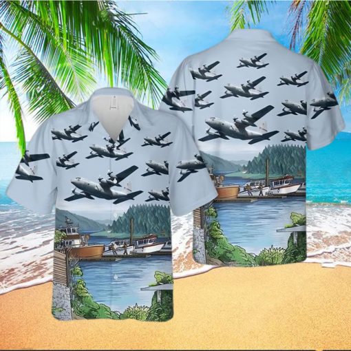 A Lockheed Wc 130h Of The 198th Airlift Squadron At Muniz Angb, San Juan Hawaiian Shirt For Men And Women