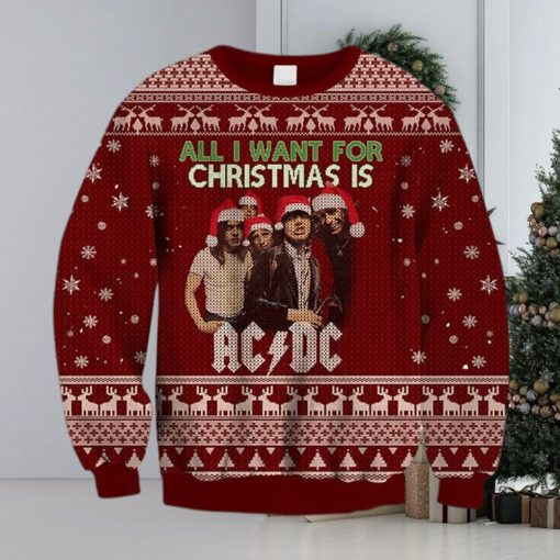 ACDC All I Want For Christmas Is ACDC 2023 Ugly Chirstmas Sweater