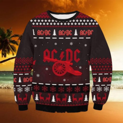 ACDC Band Canon Reindeer Snowflake Reindeer 2023 Ugly Christmas Sweater