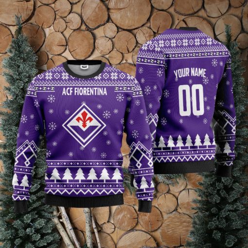 ACF Fiorentina Personalized Ugly Christmas Sweater Blue Version