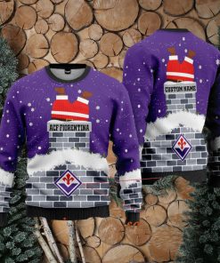 ACF Fiorentina Santa Claus Custom Name Ugly Christmas Sweater